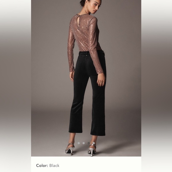 NWT new 30 Anthropologie pilcro solid velvet moto cropped pants black short - Picture 5 of 14